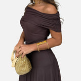 Vestido Maxi de Chiffon sin Hombros