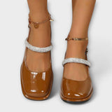 Celandra - Mary Janes con brillantes correas y tacón bloque