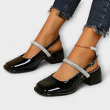 Celandra - Mary Janes con brillantes correas y tacón bloque