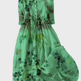 Vestido verde con estampado de flores