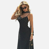 Vestido Maxi de Lunares Vintage con Escote en V