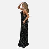 Vestido Maxi de Lunares Vintage con Escote en V
