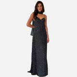 Vestido Maxi de Lunares Vintage con Escote en V