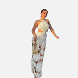 Vestido Maxi de Verano con Corte de Ganchillo Blanco