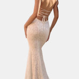 Vestido Maxi de Invitada de Boda Blanco con Tirantes Finos