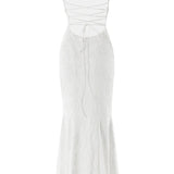 Vestido Maxi de Invitada de Boda Blanco con Tirantes Finos