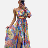 Elegante Vestido Fluido de Un Hombro para Eventos de Verano