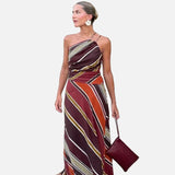 Vestido Maxi de Cuello Halter – Vestido Fluido de Silueta Resort para Mujeres