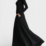 Adela™ | Vestido largo negro sofisticado