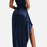 Vestido Maxi Formal de Noche Azul Marino para Mujeres