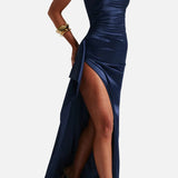 Vestido Maxi Formal de Noche Azul Marino para Mujeres