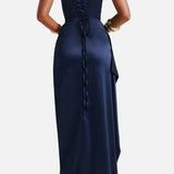 Vestido Maxi Formal de Noche Azul Marino para Mujeres