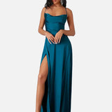 Vestido Maxi de Tirantes de Espagueti con Gran Abertura