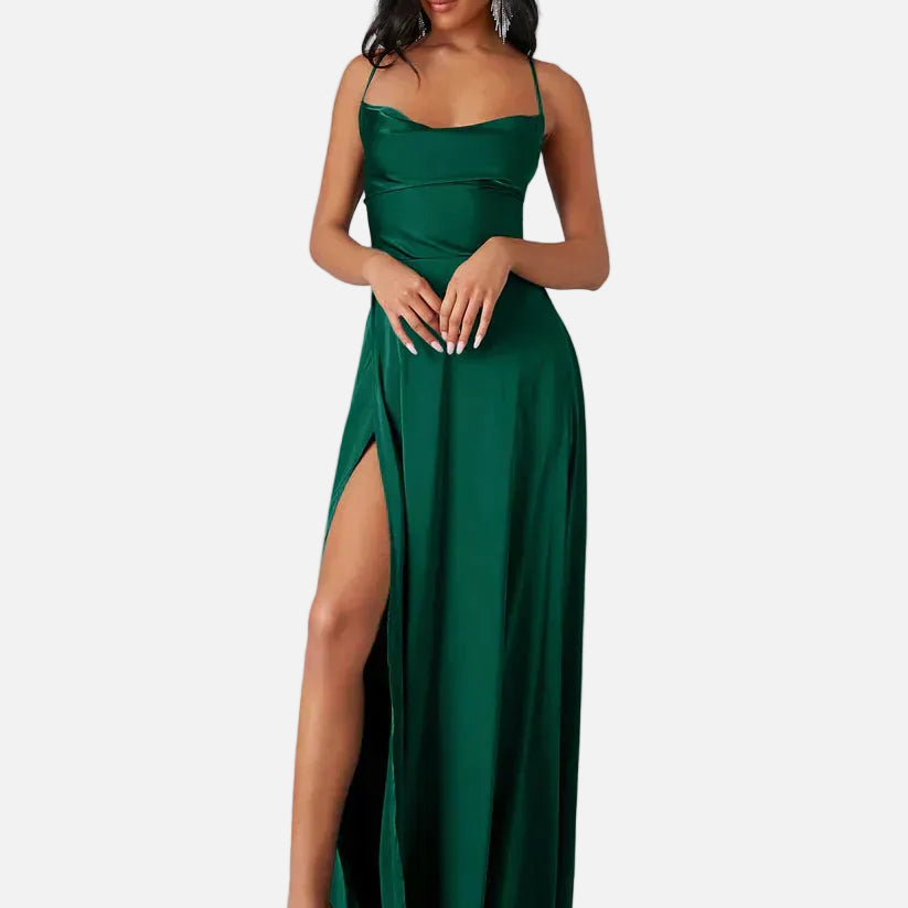 Vestido Maxi de Tirantes de Espagueti con Gran Abertura