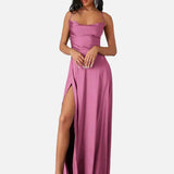 Vestido Maxi de Tirantes de Espagueti con Gran Abertura