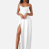 Vestido Maxi de Tirantes de Espagueti con Gran Abertura