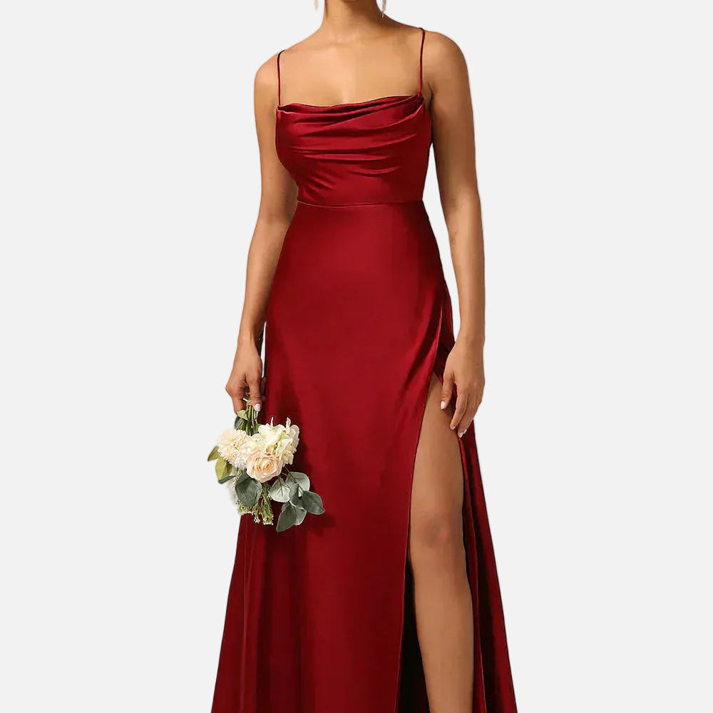Vestido Maxi de Tirantes de Espagueti con Gran Abertura