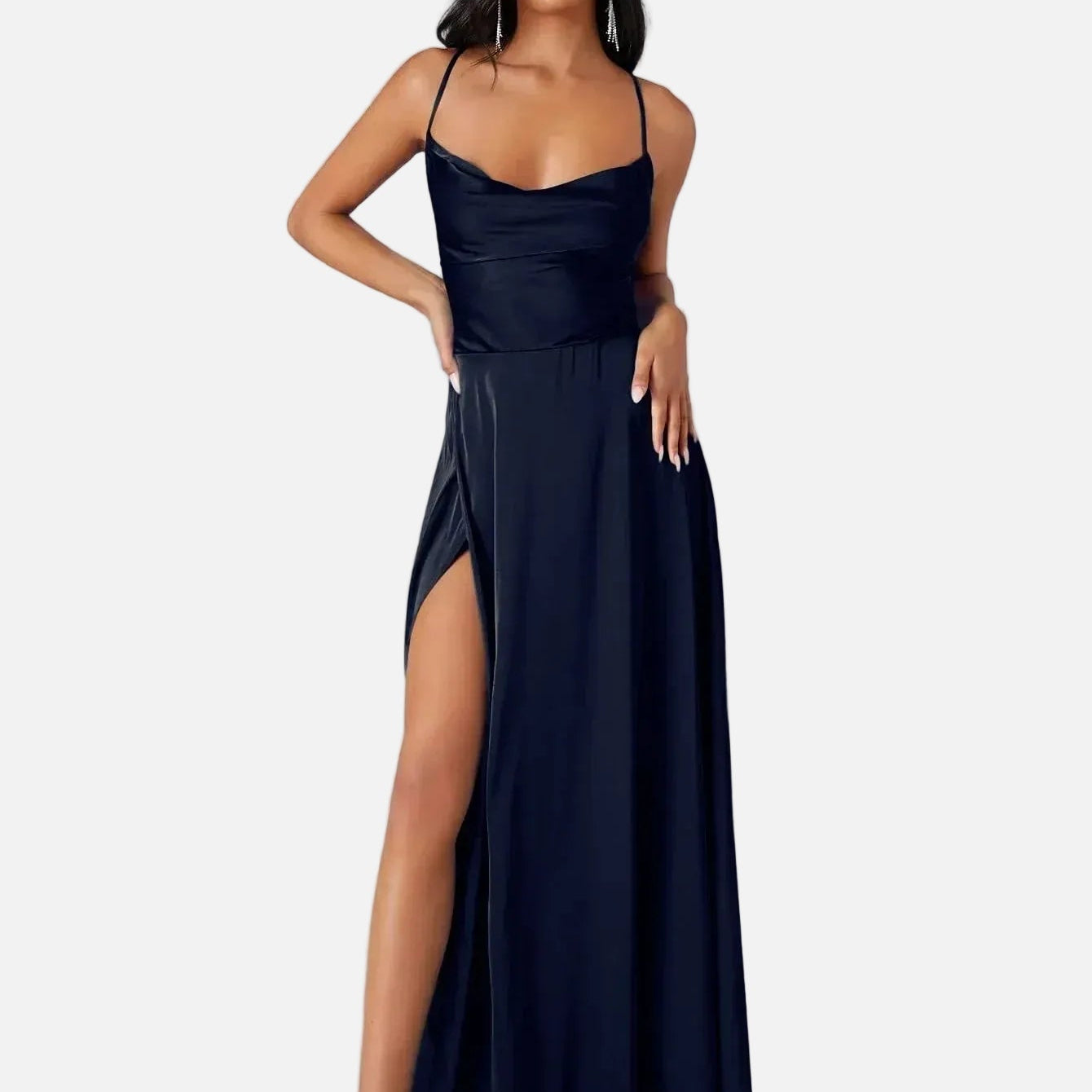 Vestido Maxi de Tirantes de Espagueti con Gran Abertura