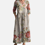 Vestido Maxi Floral de Verano con Escote en V