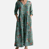 Vestido Maxi Floral de Verano con Escote en V