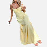 Vestido Maxi de Invitada de Boda Sin Mangas y con Cuerpo Fruncido
