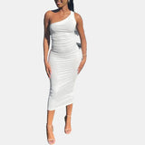 Vestido Midi Asimétrico de Un Hombro