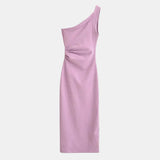 Vestido Midi Asimétrico de Un Hombro