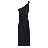 Vestido Midi Asimétrico de Un Hombro