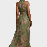 Mercedes - Elegante Vestido Maxi Halter con Flores