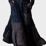 Helena - Vestido maxi de ante azul marino con cinturón