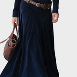 Iwona - Vestido maxi de ante con cinturón