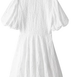 Vestido corto de mujer con mangas abullonadas y detalle texturizado