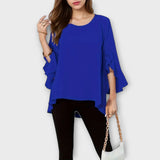 Aria - Blusa de material ligero con escote redondo