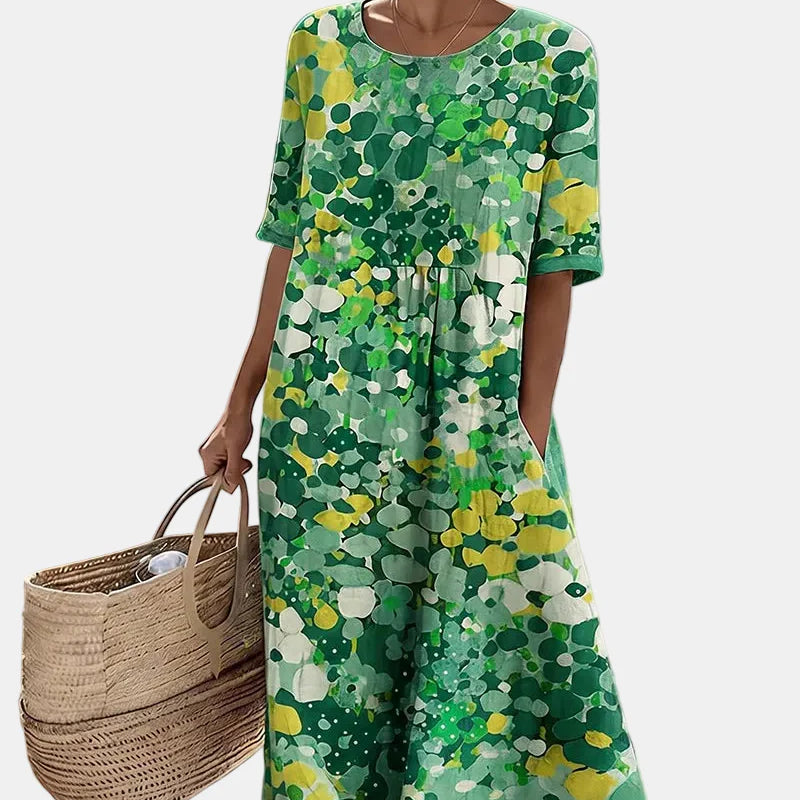 Elena | Vestido midi floral suelto y ligero