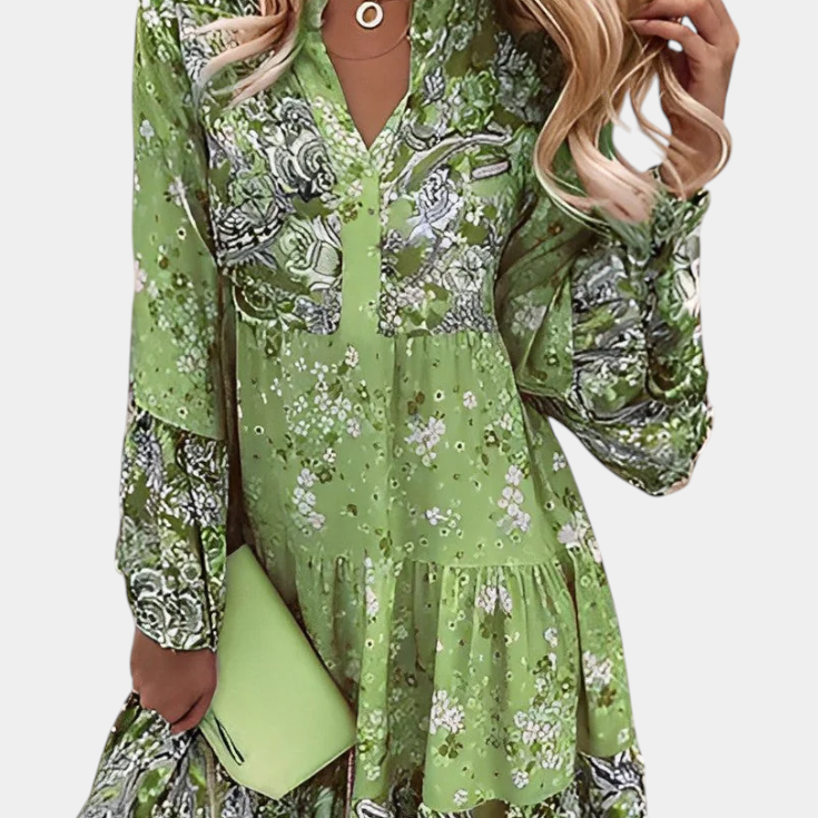 Vestido Boho Floral Mini A-Line Vera