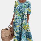Elena | Vestido midi floral suelto y ligero