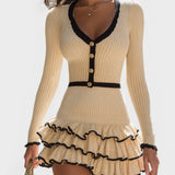 Laia™ | Vestido de punto ajustado con volantes