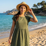 Chira Vestido midi con mangas cortas