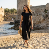 Chira Vestido midi con mangas cortas