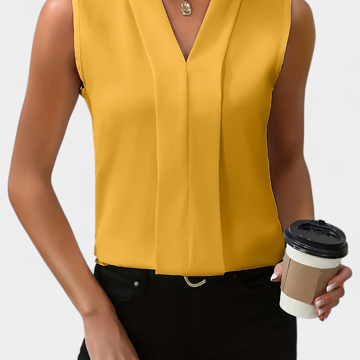 Blusa Sin Mangas Nele con Escote en V y Corte Fluido
