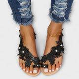 Boho - Sandalias cómodas con flores y correa alrededor del tobillo