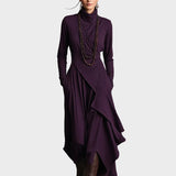 Teresa - Vestido maxi de punto asimétrico con cuello alto