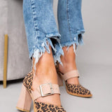 Selveta | Zapatillas de ante con estampado de leopardo y tacón estable