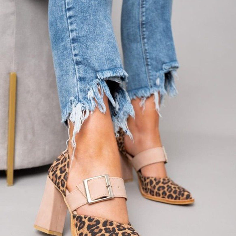 Selveta | Zapatillas de ante con estampado de leopardo y tacón estable