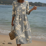 Ana - Vestido Midi con Estampado de Plantas y Flores