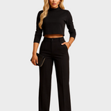 Mareen - Conjunto ajustado de otoño con top y pantalones para mujeres