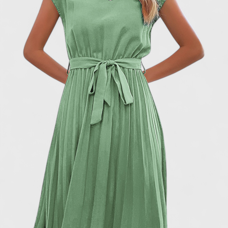Vestido Midi Elegante Luxie en Tejido Ligero con Corte Fluido