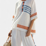 Bruna| Conjunto étnico Margo Blanco Azul Naranja