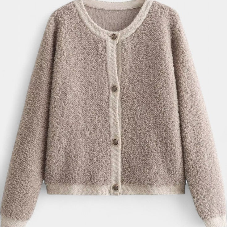 Chenda Cardigan Corto de Textura Peluche