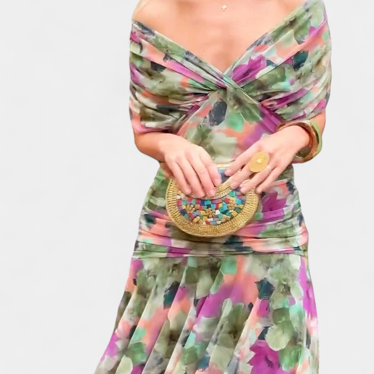Magda™ | Vestido largo floral con escote en V